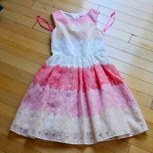 Betsey Johnson White-Coral Shaded Ombré Party Dress Size 2